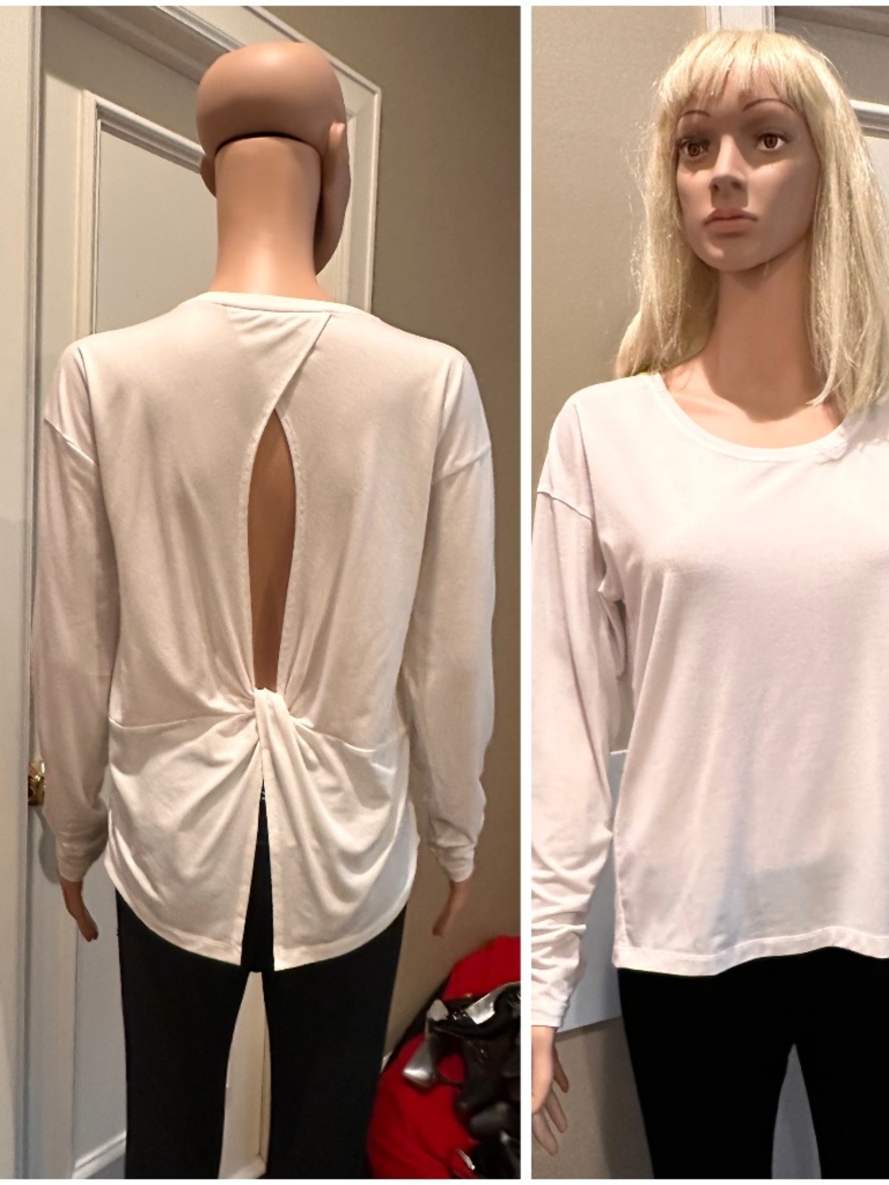 Athleta Essence Twist Open Back Long Sleeve Top White M
